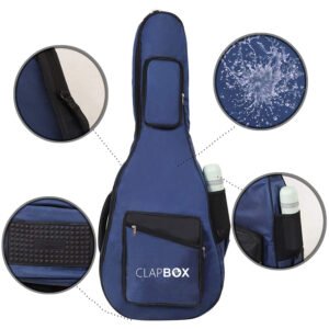Clapbox Acoustic Guitar Bag (Blue) – Waterproof & Padded Gig Bag with Multiple Pockets