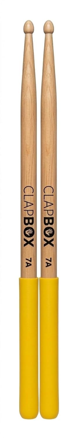 Clapbox 7A Maple Drum Sticks with Anti-Slip Grip (Yellow) – One Pair
