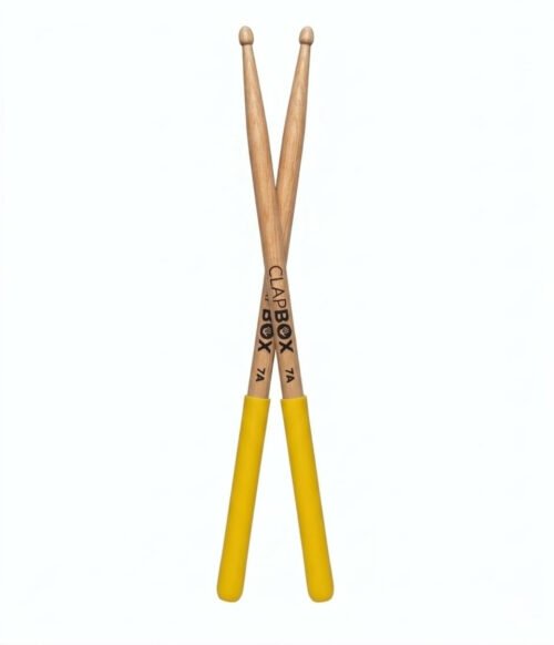 Clapbox 7A Maple Drum Sticks with Anti-Slip Grip (Yellow) – One Pair Clapbox 7A Maple Drum Sticks with Anti-Slip Grip (Yellow) – One Pair