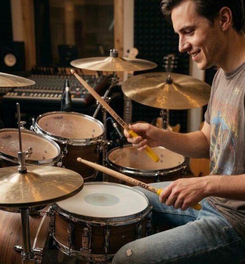 Clapbox 7A Maple Drum Sticks with Anti-Slip Grip (Yellow) – One Pair Clapbox 7A Maple Drum Sticks with Anti-Slip Grip (Yellow) – One Pair