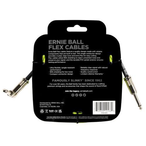 Ernieball Flex Instrument Cable Straight/Angle 10ft - Green