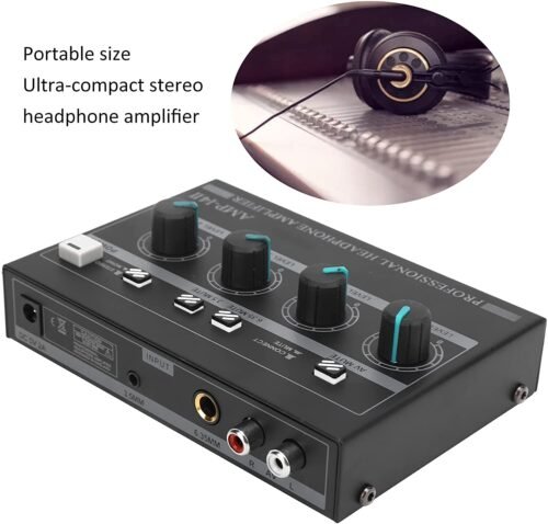 HAYDEN Headphone Amplifier 4 Channels Metal Stereo Audio Amplifier Mini Earphone Splitter with Power Adapter 2 HAYDEN HY-I4II 4-Channel Headphone Amplifier
