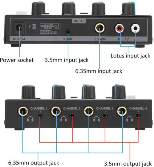 HAYDEN Headphone Amplifier 4 Channels Metal Stereo Audio Amplifier Mini Earphone Splitter with Power Adapter 3 HAYDEN HY-I4II 4-Channel Headphone Amplifier