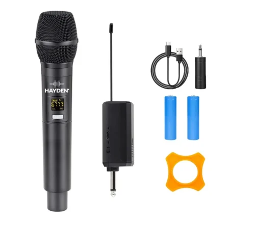 HY-07 Wireless Microphone, 6.35mm Jack, 30-50 Meter Cordless Range HY-07 Wireless Microphone, 6.35mm Jack, 30-50 Meter Cordless Range