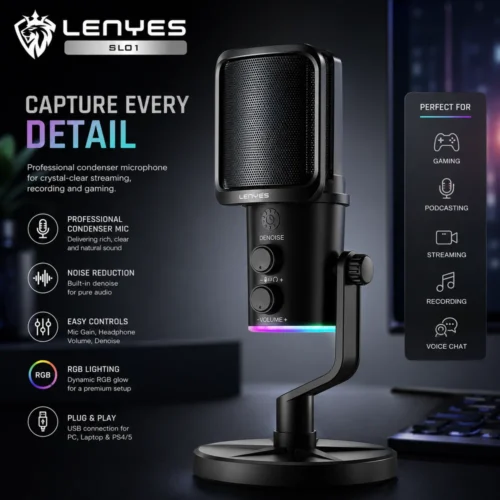 LENYES SL01 RGB STREAMING PODCAST MICROPHONE