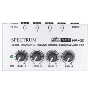 SPECTRUM HA400 Headphone Amplifier 4 Ch Channel Metal Audio Stereo Amplifier, Mini Earphone Splitter 5 SPECTRUM HA400 Headphone Amplifier 4 Ch Channel Metal Audio Stereo Amplifier Mini Earphone Splitter