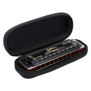Spectrum SP-1100 BK Key C 10 Hole Diatonic Blues Mouth Organ Harmonica for Professional Player