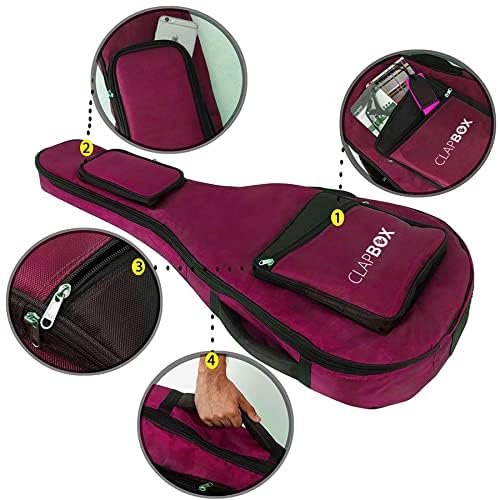 Clapbox Acoustic Guitar Bag (Maroon), Waterproof & Padded, Multiple Pockets