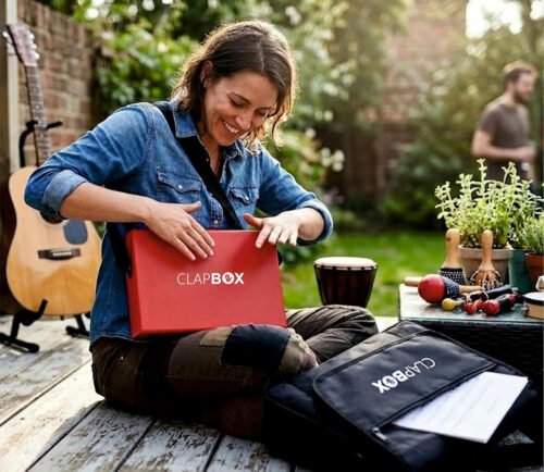 Clapbox Compact Lap Cajon (Red) with Carry Bag & Shoulder Strap