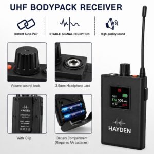 hayden HY-IEM2 UHF Wireless in Ear Monitor System 2 Pack with Earphones 3 Hayden HY-IEM2 UHF Wireless in Ear Monitor System 2 Pack with Earphones