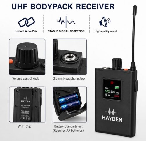 hayden HY-IEM2 UHF Wireless in Ear Monitor System 2 Pack with Earphones 3 Hayden HY-IEM2 UHF Wireless in Ear Monitor System 2 Pack with Earphones