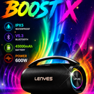 LENYES Boost X Series Bluetooth Party Speaker with RGB Lights & Dual Wireless Microphones