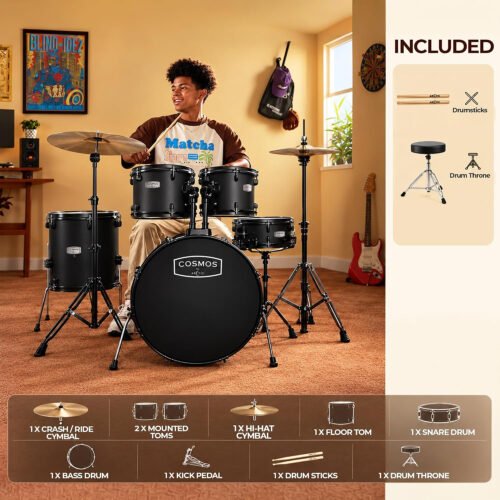 ARCTIC COSMOS 22" 5 Piece Acoustic Drum Kit- Multi Colour