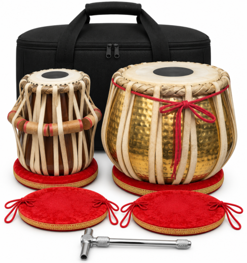 Brass Tabla Set with Bag & Hammer