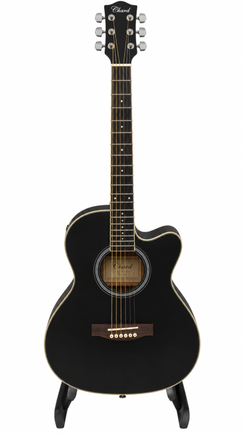 Chard EQ-15C Acoustic Guitar with Black Finish.