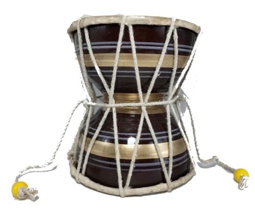 Damaru – Wooden Body, Brown & Gold Finish
