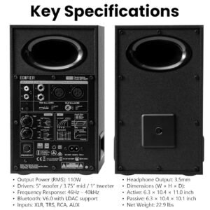 Edifier MR5 Bluetooth Powered Studio Monitor Speakers 2.0, 110W RMS – Black Edifier MR5 Bluetooth Powered Studio Monitor Speakers 2.0, 110W RMS – Black