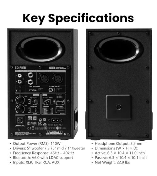 Edifier MR5 Bluetooth Powered Studio Monitor Speakers 2.0, 110W RMS – Black Edifier MR5 Bluetooth Powered Studio Monitor Speakers 2.0, 110W RMS – Black