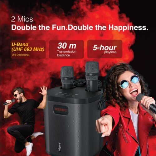 FINGERS 2Mic-GrooveBox-K30 Portable Speaker with 2 Wireless Mics