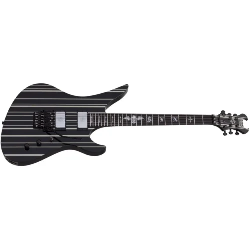 Schecter Synyster Custom 6 String Electric Guitar - Gloss Black with Silver Pinstripes
