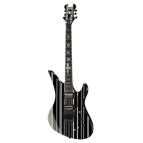 Schecter Synyster Gates Custom-S Electric Guitar - Glossy Black With Silver Stripes