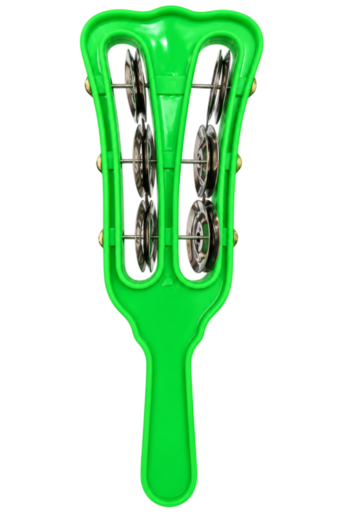 Tambourine – Double Row, Green Plastic Body