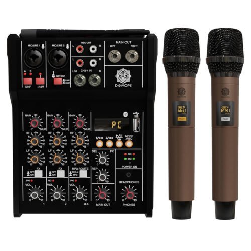 DIGIMORE D-300 4 Channel Professional Audio Mixer with Dual Wireless Mic