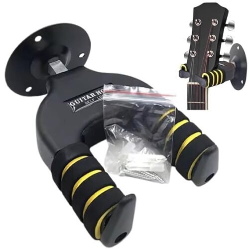 Hayden Guitar Wall Mount Hanger, Black with Yellow Accents G14B