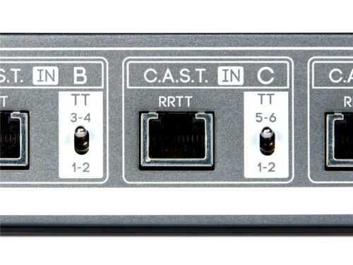 Cranborne Audio N8 - close-up of C.A.S.T. port and routing switch Cranborne Audio N8 - close-up of C.A.S.T. port and routing switch