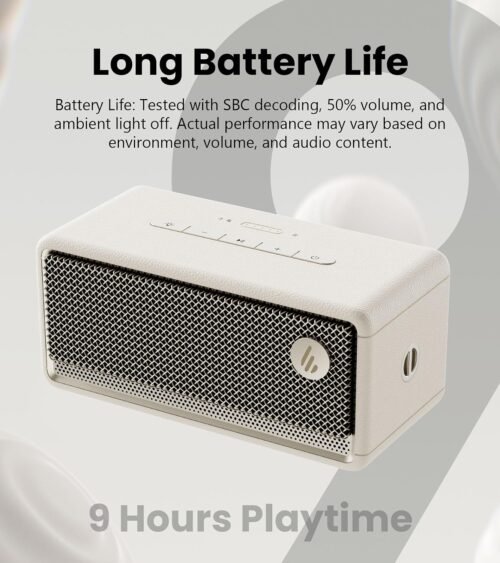 Edifier ES60 Bluetooth Speaker,1 Edifier ES60 Bluetooth Speaker, 9H Playtime, IP66, Ambient Light, Ivory
