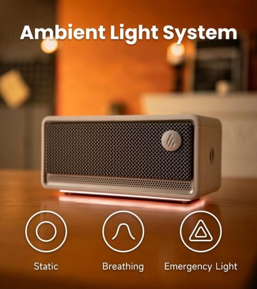 Edifier ES60 Bluetooth Speaker,4 Edifier ES60 Bluetooth Speaker, 9H Playtime, IP66, Ambient Light, Ivory