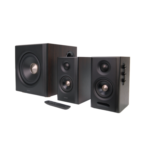 Edifier M60 - included aluminum stands Edifier M60 Compact Desktop Speakers Bluetooth (Classic Oak,Pair)