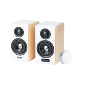 Edifier S880DB MKII Hi-Fi Bookshelf Speakers - front and side angle Edifier S880DB MKII Hi-Fi Bookshelf Speakers, 88W RMS, White