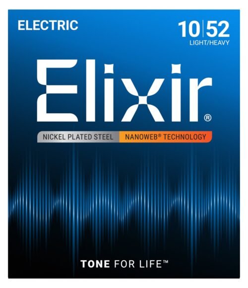 Elixir 12077 Nickel Plated Steel with NANOWEB coating Light-Heavy - front of pack Elixir 12077 Nanoweb Electric Guitar Strings 10-52