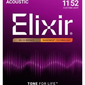 Elixir 11027 80/20 Bronze with NANOWEB coating Custom Light - front of pack Elixir 11027 80/20 Bronze with NANOWEB coating Custom Light - front of pack