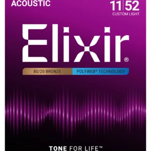 Elixir Strings 11025 Polyweb 80/20 Bronze Acoustic Guitar Strings - .011-.052 Custom Light