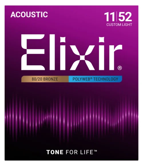 Elixir Strings 11025 Polyweb 80/20 Bronze Acoustic Guitar Strings - .011-.052 Custom Light