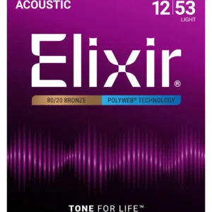 Elixir 11050 80/20 Bronze with POLYWEB coating Light - front of pack Elixir 11050 80/20 Bronze with POLYWEB coating Light - front of pack