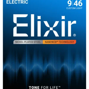 Elixir 12027 Nickel Plated Steel with NANOWEB coating Custom Light - front of pack Elixir Strings 12027 Nanoweb Electric Guitar Strings - 009-046 Custom Light