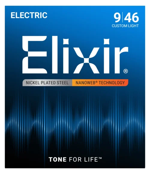 Elixir 12027 Nickel Plated Steel with NANOWEB coating Custom Light - front of pack Elixir Strings 12027 Nanoweb Electric Guitar Strings - 009-046 Custom Light