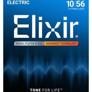 Elixir Strings 12057 Nanoweb Electric Guitar Strings - 010-056 Light 7-string