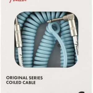 Fender Original Series Coil Cable 30 ft Daphne Blue - coiled cable Fender Instrument Cable Original Series Coiled Straight-Angle 30Ft Daphne Blue 990823006