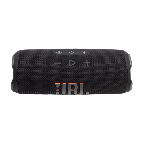 JBL Flip 7 Black - top controls JBL Flip 7 Portable Bluetooth Speaker with Pro Sound & 16H Battery (Black)