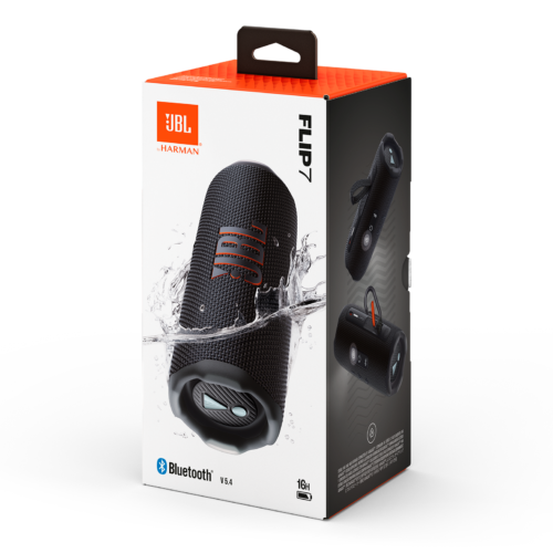 JBL Flip 7 Black - what's in the box JBL Flip 7 Portable Bluetooth Speaker with Pro Sound & 16H Battery (Black)