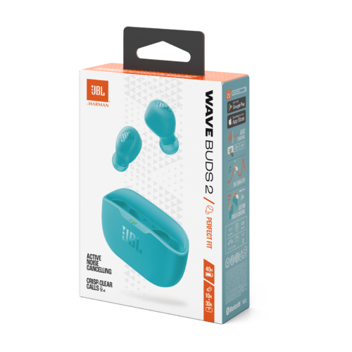 JBL Wave Buds 2 Wireless Earbuds with ANC & 40H Playtime (Blue)