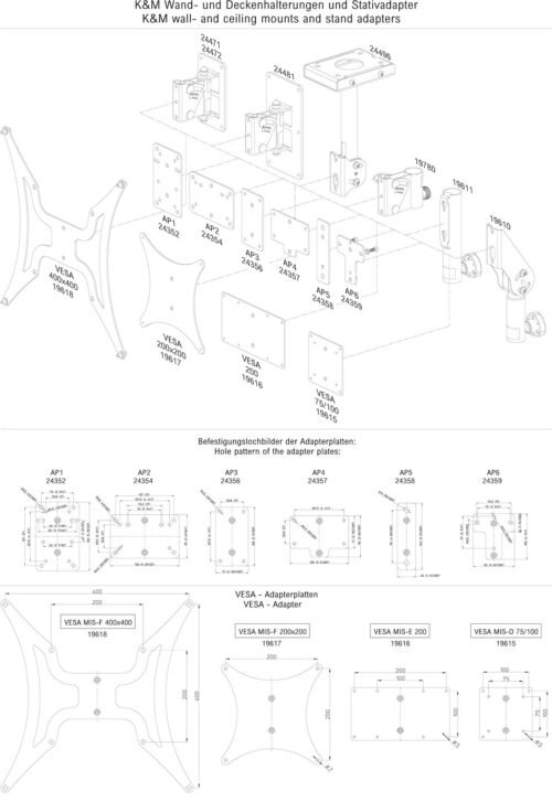 König & Meyer 24354 - detail view Konig & Meyer 24354 000 55 Universal Mounting Bracket AP2 Adapter Plate