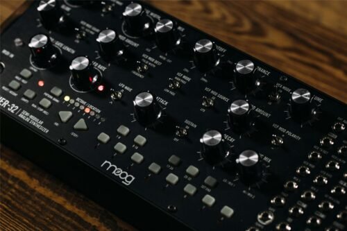 Moog Mother-32 - sequencer and controls close-up Moog Mother 32 Semi Modular Synthesizer