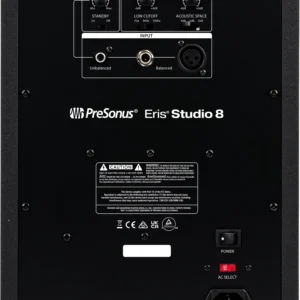 PreSonus Eris Studio 8 - rear panel with inputs and acoustic tuning controls PreSonus Eris Studio 8 - rear panel with inputs and acoustic tuning controls