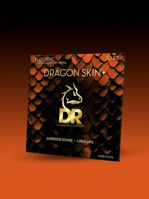 DR Strings Dragon Skin+ DEQ-10/52 Coated Quantum Nickel Electric Guitar Strings, Medium to Heavy 10-52