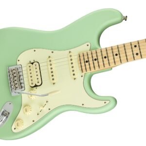 Fender American Performer Stratocaster HSS Satin Surf Green - body angle